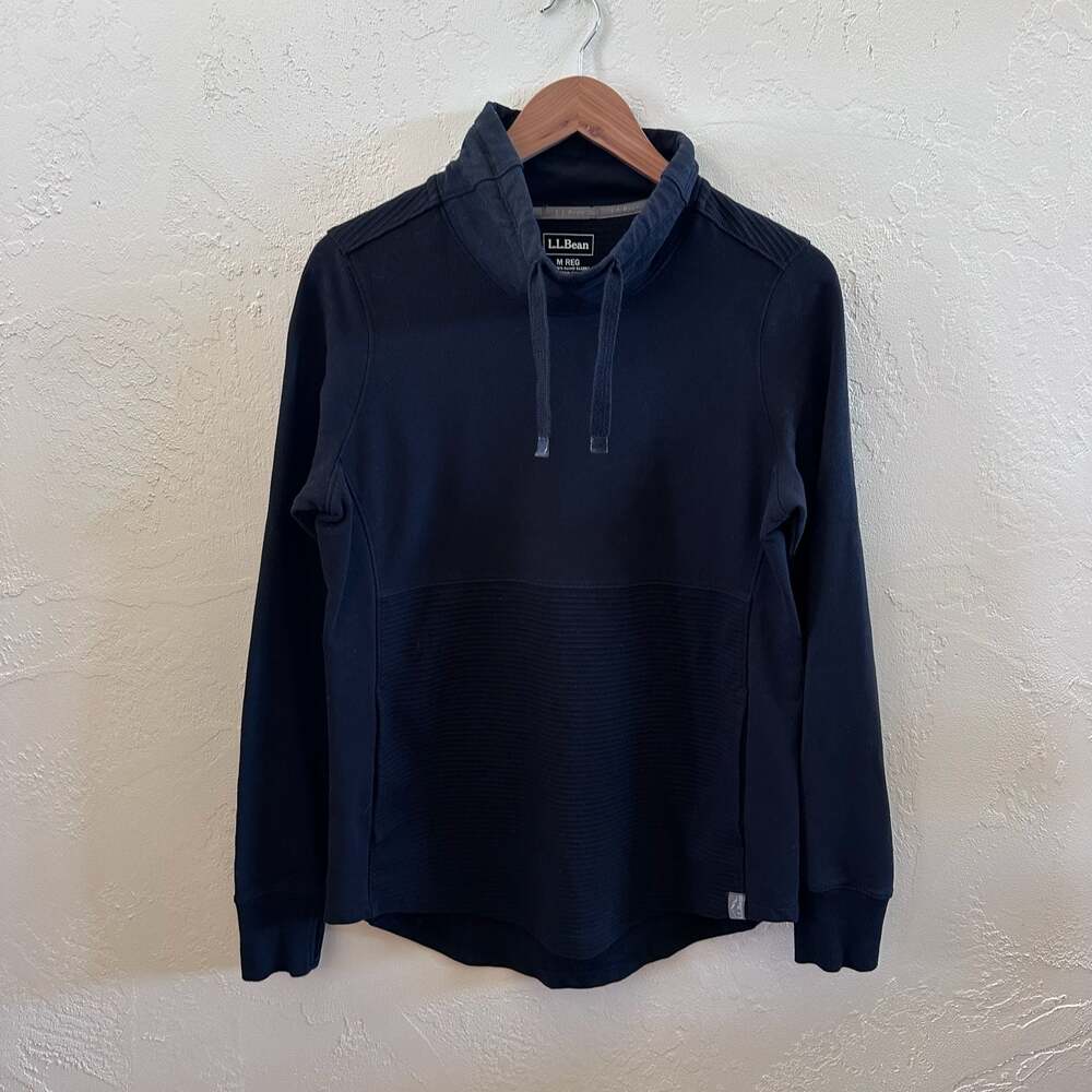 L.L.Bean Women's Cozy Mixed-Knit Pullover Sweatshirt Black Size M Regular